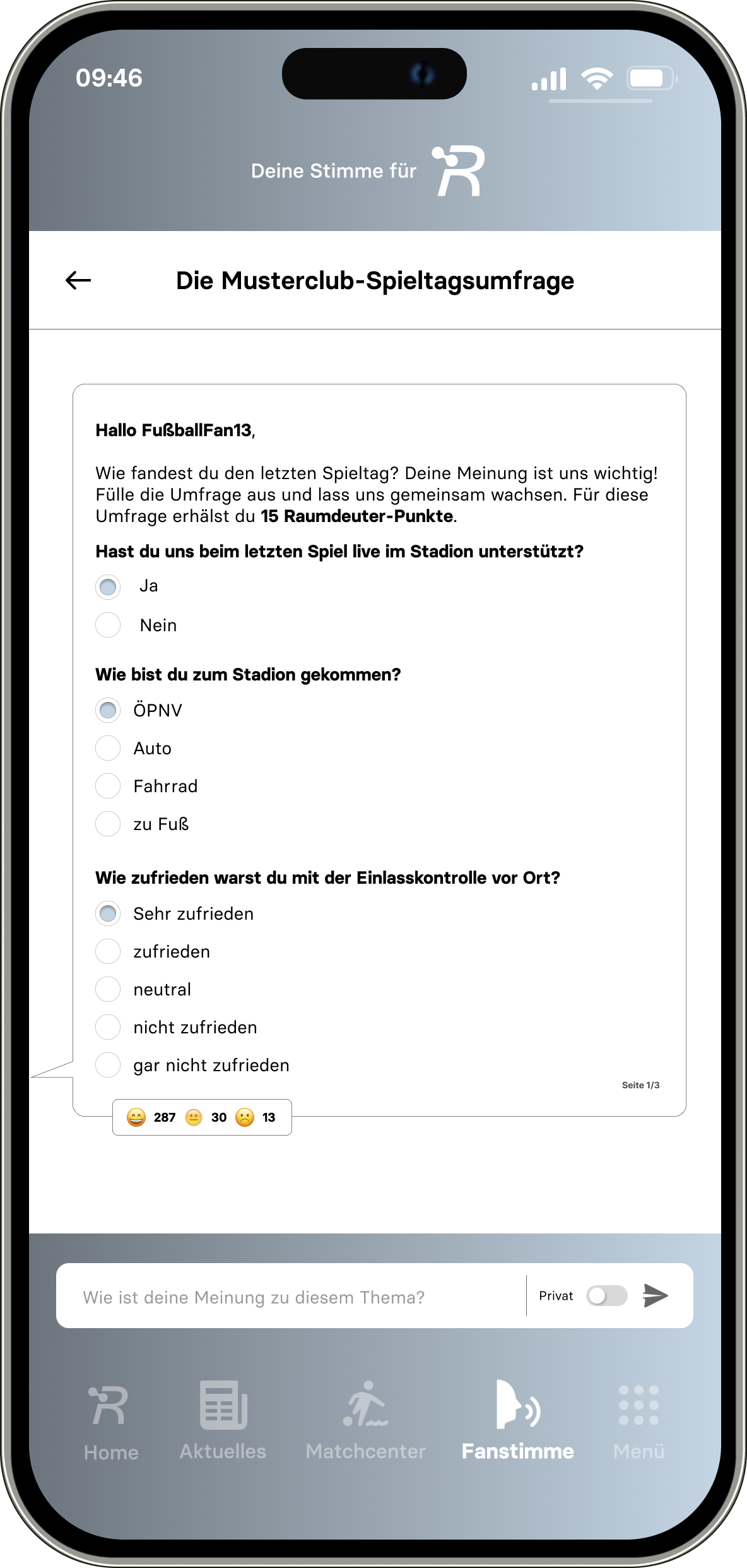 Fanstimme – Screen 2